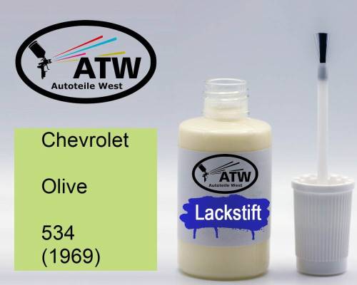 Chevrolet, Olive, 534 (1969): 20ml Lackstift, von ATW Autoteile West.